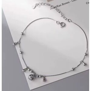 NEW 925 STERLING SILVER BELL ANKLE BRACELET, ADJUSTABLE, SILVER ANKLET